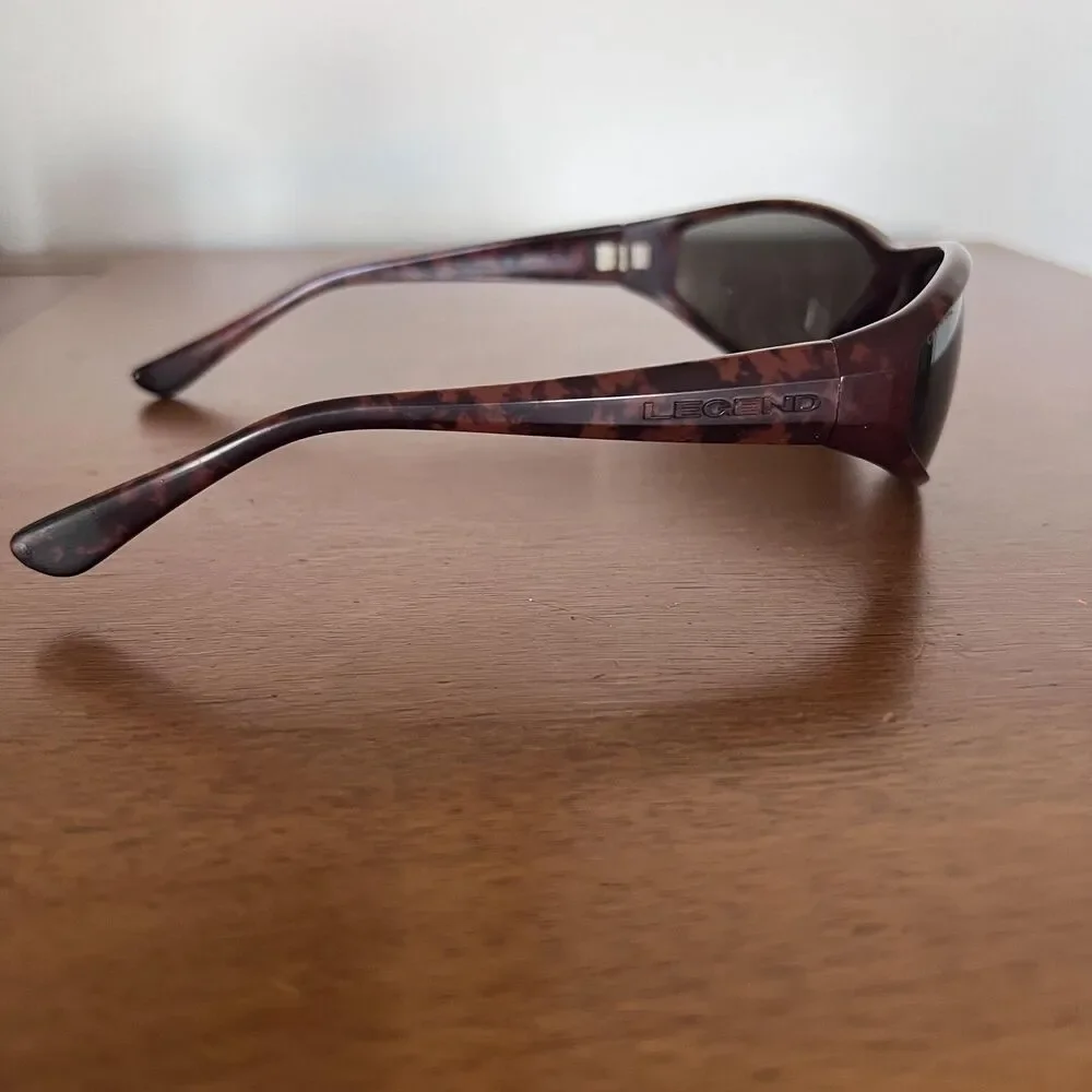 Legend Crystal Polarized Sunglasses‎ Brown Tortoiseshell Japan Sport Wrap Mens
